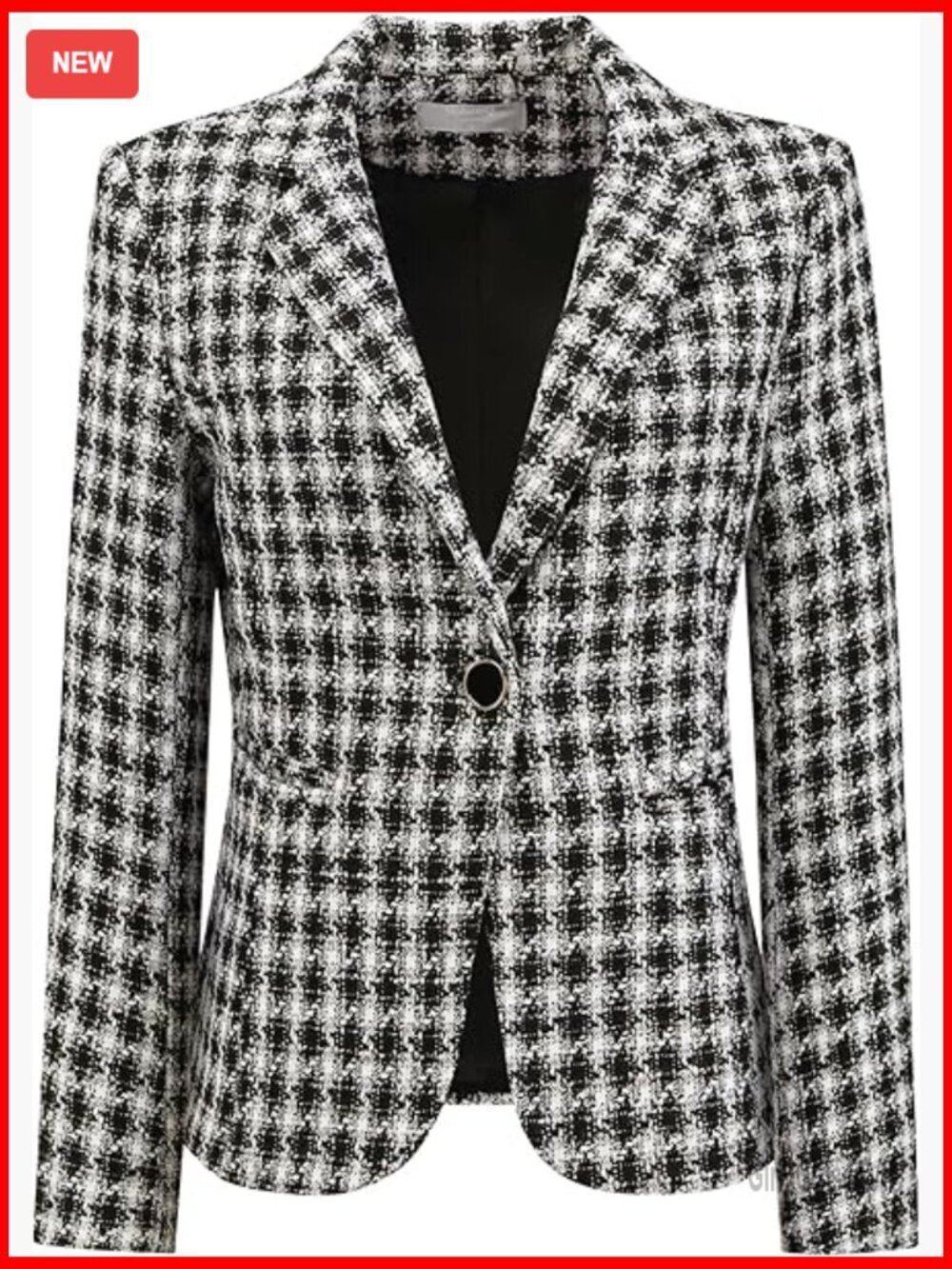 Tweed Plaid Blazer Open Front Business Casual Jacket